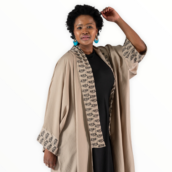 EMBROIDERED DIVA KIMONO || wheat