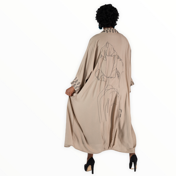 EMBROIDERED DIVA KIMONO || wheat